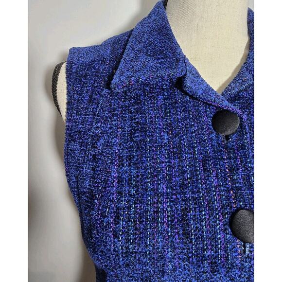Lynn Yarrington Vest Womens S Blue/Purple Chenille Button Front Hand Woven Lined - Picture 2 of 8